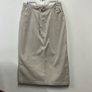 Cherokee long skirt pockets beige Cotton Women’s XL Vintage Fitted Maxi w/Slit